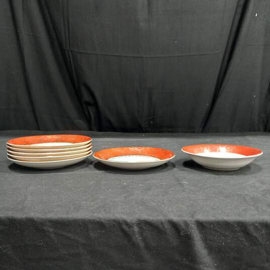 Set of 7 Vintage Royal China Bowl & Saucers with 22 Kt. Gold image number 3