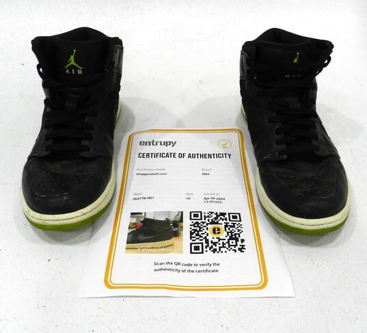 Jordan 1 Phat Black Action Green Men's Shoes Size 10 COA image number 1