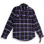 NWT Mens Purple Gray Plaid Collared Flap Pocket Button-Up Shirt Size Medium image number 1