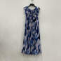 NWT Womens Blue Ruffled Tie Neck Pleated Pullover Maxi Dress Size Medium image number 1