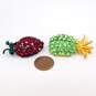Vintage Icy Red & Green Rhinestone Fruit & Heart Jewelry 41.8g image number 6