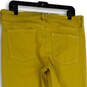 Womens Yellow Denim Regular Fit Dark Wash Pockets Cropped Jeans Size 33 image number 4