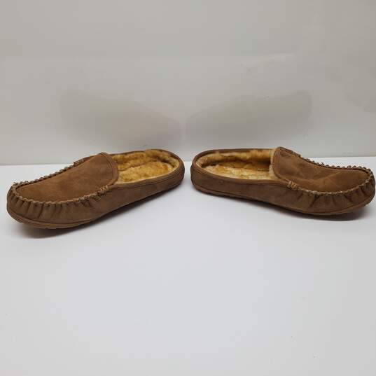 Mn L.L. Bean Lamb Shearling Lined Scuff Slippers Brown Sz 14 M image number 2