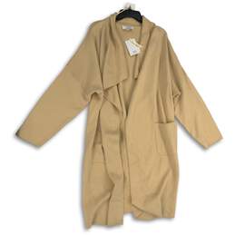 NWT Magaschoni Womens Tan Knitted Long Sleeve Open Front Cardigan Sweater Sz XL