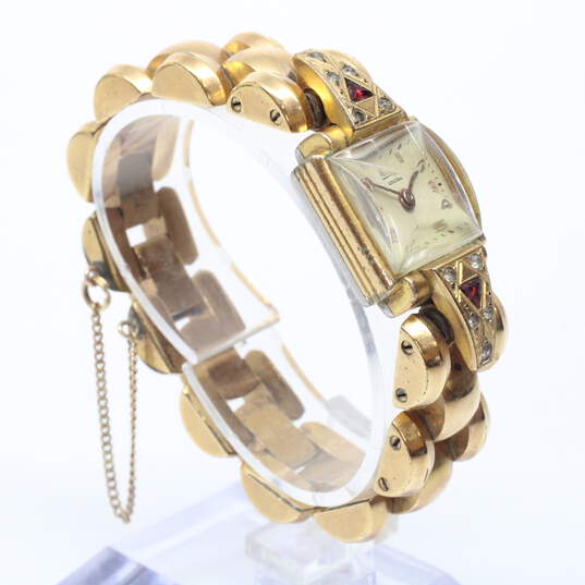 Vintage 10 Microns Gold Plated Ladies Mechanical Analog Watch - 67.5g image number 2