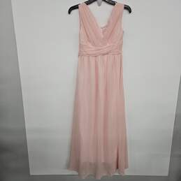 Pink Sleeveless Formal Dress With Sash