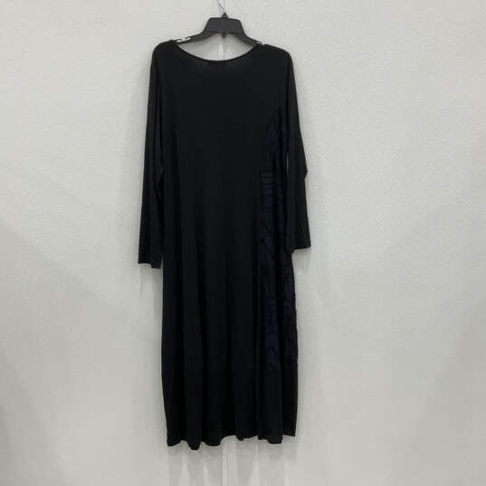 NWT Womens Blue Black Jacquard Round Neck Long Sleeve Maxi Dress Size XL image number 2