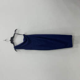 NWT Womens Blue One Shoulder Pleated Midi Bodycon Dress Size Medium