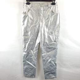 12th Tribe Women Silver Metallic Pants S