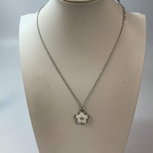 NWT Designer Brighton Silver-Tone Link Chain Flower Pendant Necklace image number 1