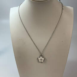 NWT Designer Brighton Silver-Tone Link Chain Flower Pendant Necklace