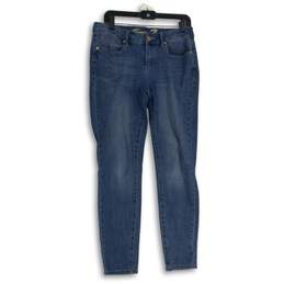 Womens Blue Medium Wash Stretch Pockets Denim Skinny Leg Jeans Size 10