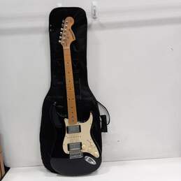 Fender Starcaster Black Strat Electric Guitar In Matching Gig Bag