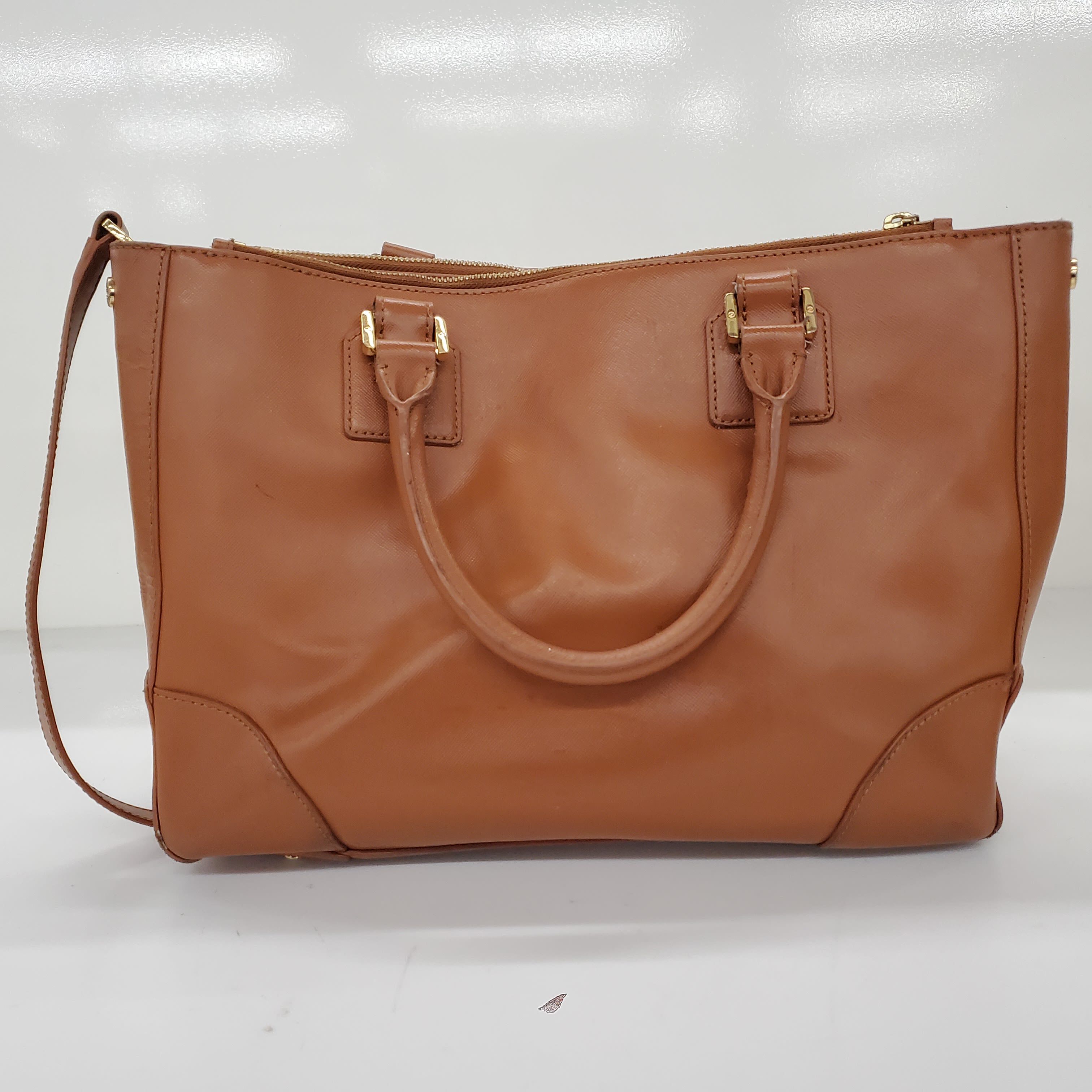 Tory Burch BLAKE Brown Bourbon Leather Mini Shopper Tote Crossbody Purse Bag  | eBay