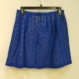 NWT Womens Blue Floral Lace Stretch Back Zip Casual Mini Skirt Size 2 alternative image