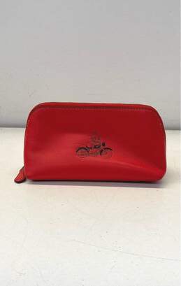 Coach X Disney Mickey Mouse Motorcycle Leather Cosmetic Case Red