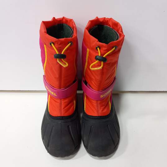Sorel Orange/Red Snow Boots Girl's Size 6 image number 1