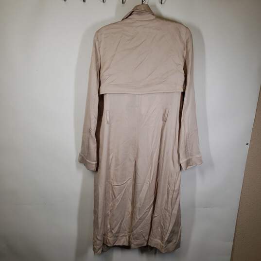 Womens Collared Long Sleeve Open Front Long Trench Coat Size Medium image number 2