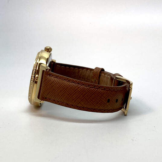 Designer Michael Kors Catlin MK-2375 Brown Leather Strap Quartz Wristwatch image number 4