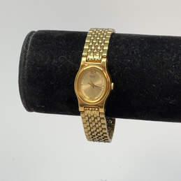 Designer Seiko V401-5109 Gold-Tone Oval Stainless Steel Analog Wristwatch
