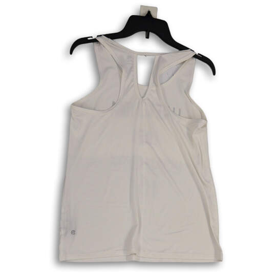 Womens White Scoop Neck Sleeveless Gym Yoga Pullover Tank Top Size Small image number 2