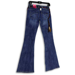 NWT Womens Blue Medium Wash Pockets Denim Stretch Flared Leg Jeans Size 0 alternative image