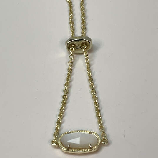 Designer Kendra Scott Gold-Tone Mother Of Pearl Stone Chain Bracelet image number 4