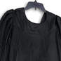 NWT Womens Black Pleated V-Neck Balloon Sleeve Pullover Blouse Top Size XL image number 4