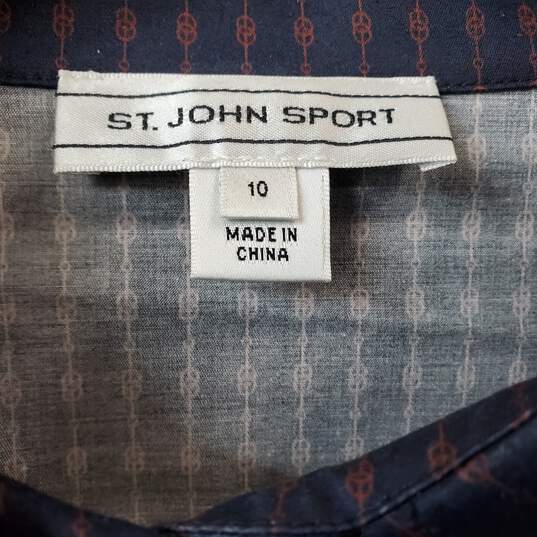 St. John Sport LS Button Up Navy/Red Shirt Women's 10 image number 3
