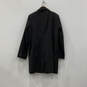 Womens Black Long Sleeve Collared Front Zipped Pockets Overcoat Size XL image number 2