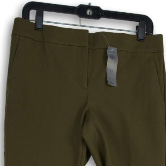 NWT Womens Green Devin Flat Front Pockets Straight Leg Ankle Pants Size 6P image number 3
