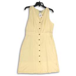 NWT J. Crew Womens Pale Yellow V-Neck Sleeveless Button Front A-Line Dress Sz 8