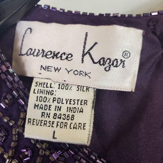 Lawrence Kazar Women Purple Beaded Dress L image number 3