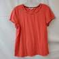 Boden Orange T-Shirt Pom Pom Embellishment Size M image number 1