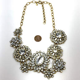 Designer J. Crew Gold-Tone Crystal Asymmetrical Floral Statement Necklace alternative image
