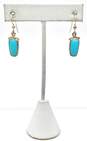 925 Monika Signed Faux Turquoise Dangle Hook Earrings 4.7g image number 1
