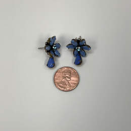 Designer Liz Palacios Blue Crystal Cut Stone Flower Shaped Stud Earrings alternative image