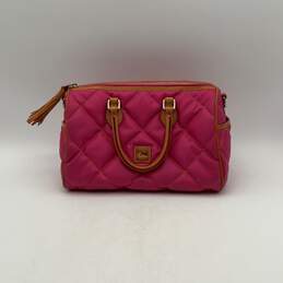 Dooney & Bourke Womens Pink Quilted Double Handle Inner Pocket Handbag Purse