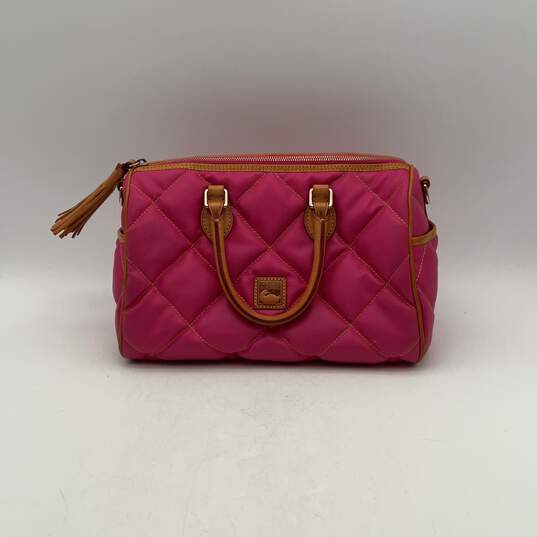Dooney & Bourke Womens Pink Quilted Double Handle Inner Pocket Handbag Purse image number 1