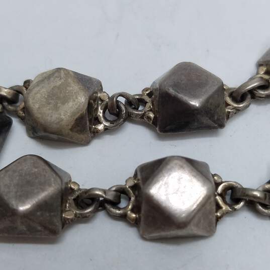 Sterling Silver Elevated Diamond Shape Link 7.5in Bracelet 12.3g image number 3