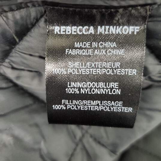 Rebecca Minkoff Long Double Breast Black Quilted Trench Coat Size S image number 3