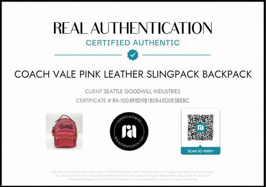 Coach Vale Pink Leather Slingback Backpack AUTHENTICATED image number 6