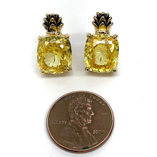 Designer Juicy Couture Gold-Tone Classic Cluster Square Stud Earrings image number 3