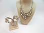 Vintage Icy Rhinestone Statement Necklace & Bracelet w/ Weiss Clip On Earrings 60.1g image number 1