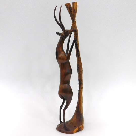 25.5in Wood Carved African Style Antelope Art Sculpture Home Decor image number 1