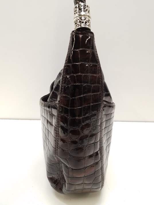 Brighton Patent Leather Croc Embossed Shoulder Bag Brown image number 6