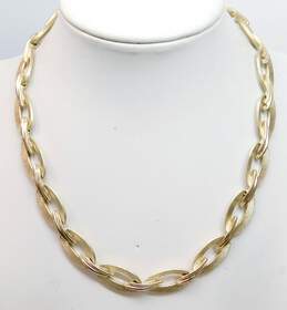 Vintage Crown Trifari Brushed Gold Tone Open Circle Oval Collar Necklace 36.6g