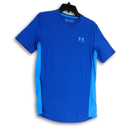 Mens Blue Heatgear Short Sleeve Crew Neck Pullover Activewear T-Shirt Sz S image number 1