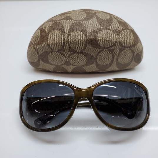 AUTHENTICATED COACH GREEN TORTOISE OVERSIZED SUNGLASSES image number 1