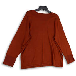 Womens Brown Tight-Knit Long Sleeve Round Neck Pullover Sweater Size 4 alternative image